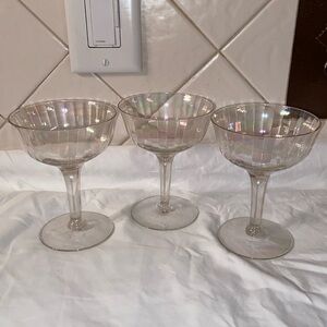 Vintage Iridescent Champagne or coupe Glasses set of 3